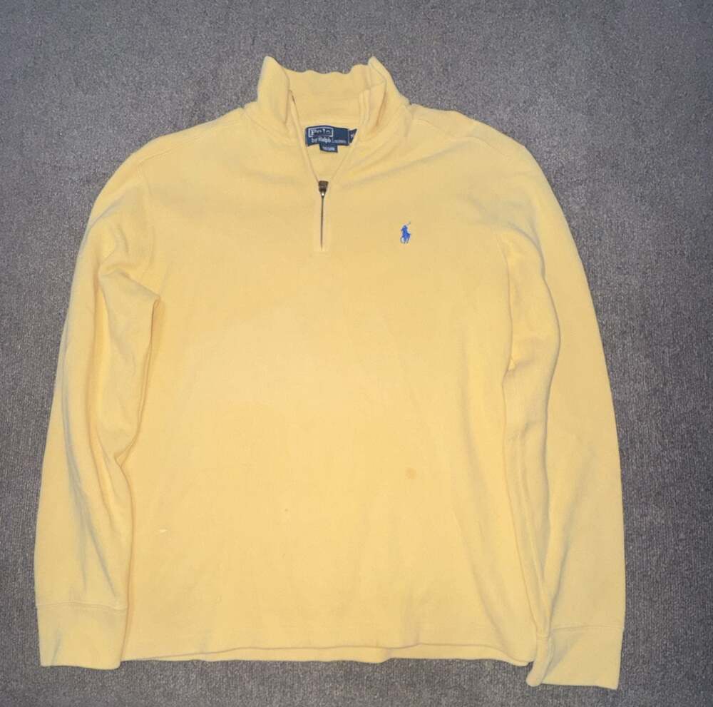 Polo Ralph Lauren Yellow Quarter Zip Pullover Sweater Medium